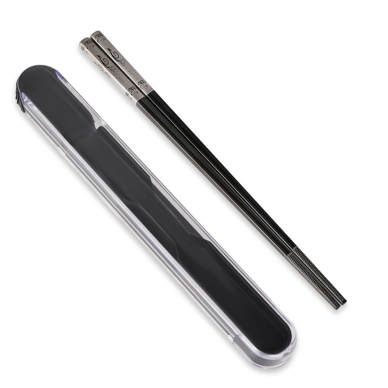 Metal Travel Chopsticks Reusable with Case, Portable Chopsticks with Case, Black Phoenix Chopsticks and Case, Packable Chopsticks for Home