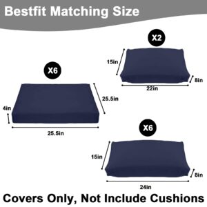 TWJMV Outdoor Cushion Slipcovers Set 14 Outdoor Patio Cushion Covers Replacement Washable Splash Proof with Zipper for Outdoor Furniture, Patio Sofa Couch 3 Sizes, Covers Only (Navy Blue)