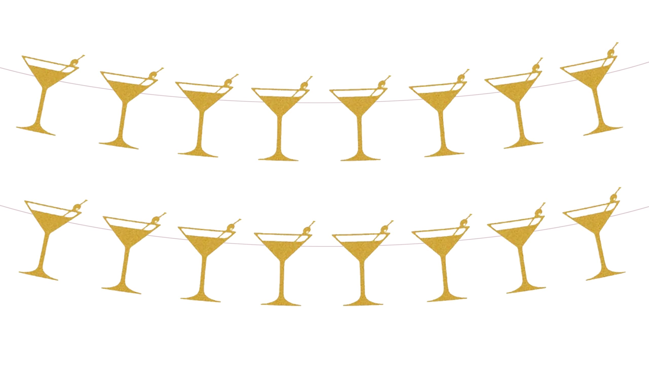 Adachffy Golden Martini Cup Banner Garland for Bachelorette Party Decorations, Bridal Shower, Martini Birthday Party,Cocktail Parties Decor