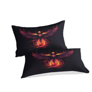 EVMILA Fire Phoenix Bedding Set 3D Printed Comforter Covers Duvet Cover Quilt Cover with Pillowcases for Childrens and Adults 3 Pieces Microfiber with Zipper Closure Twin（173x218cm）