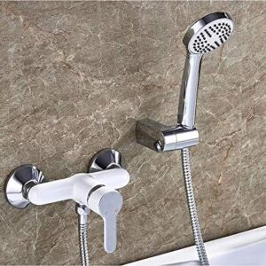 RONPOTY Kitchen Taps Bathroom Bathtub Faucet 1 Set Cold Hot Water Bath Bathtub Faucets Outlet Pipe Surface Chrome Plated Shower Head