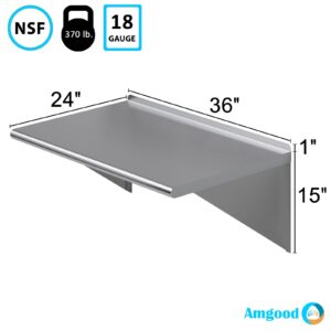 AmGood 24" X 36" Stainless Steel Wall Shelf | NSF | Garage, Laundry, Storage, Utility Room | Restaurant, Commercial Kitchen