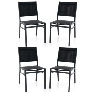 giantex outdoor patio dining chair set of 4, armless dining chair with breathable fabric seat & backrest, heavy duty aluminum frame, outside lightweight patio chairs for porch garden yard poolside