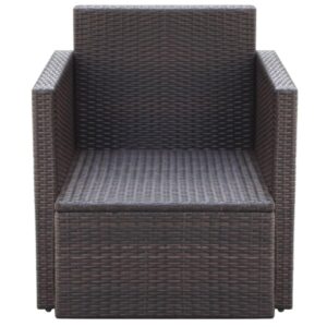 KCCKOM Patio Chair with Cushions and Pillows Poly Rattan Brown,Stylish and Comfortable Outdoor Rattan Armchair with Washable Cushions for Patio, Balcony, and Garden Patio Furniture & Accessories, 1