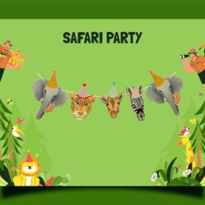 Jungle Safari Animals Party Decorations,Wild Animal Birthday Party Banner,Zoo Birthday Party Decorations,Animal Theme 1st Birthday Party Bunting Garland,Wild One Baby Shower Supplies,Woodland Animal Theme Decorations