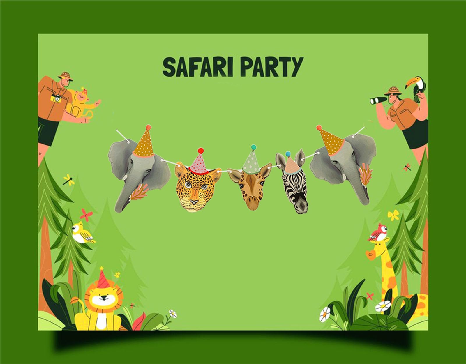 Jungle Safari Animals Party Decorations,Wild Animal Birthday Party Banner,Zoo Birthday Party Decorations,Animal Theme 1st Birthday Party Bunting Garland,Wild One Baby Shower Supplies,Woodland Animal Theme Decorations