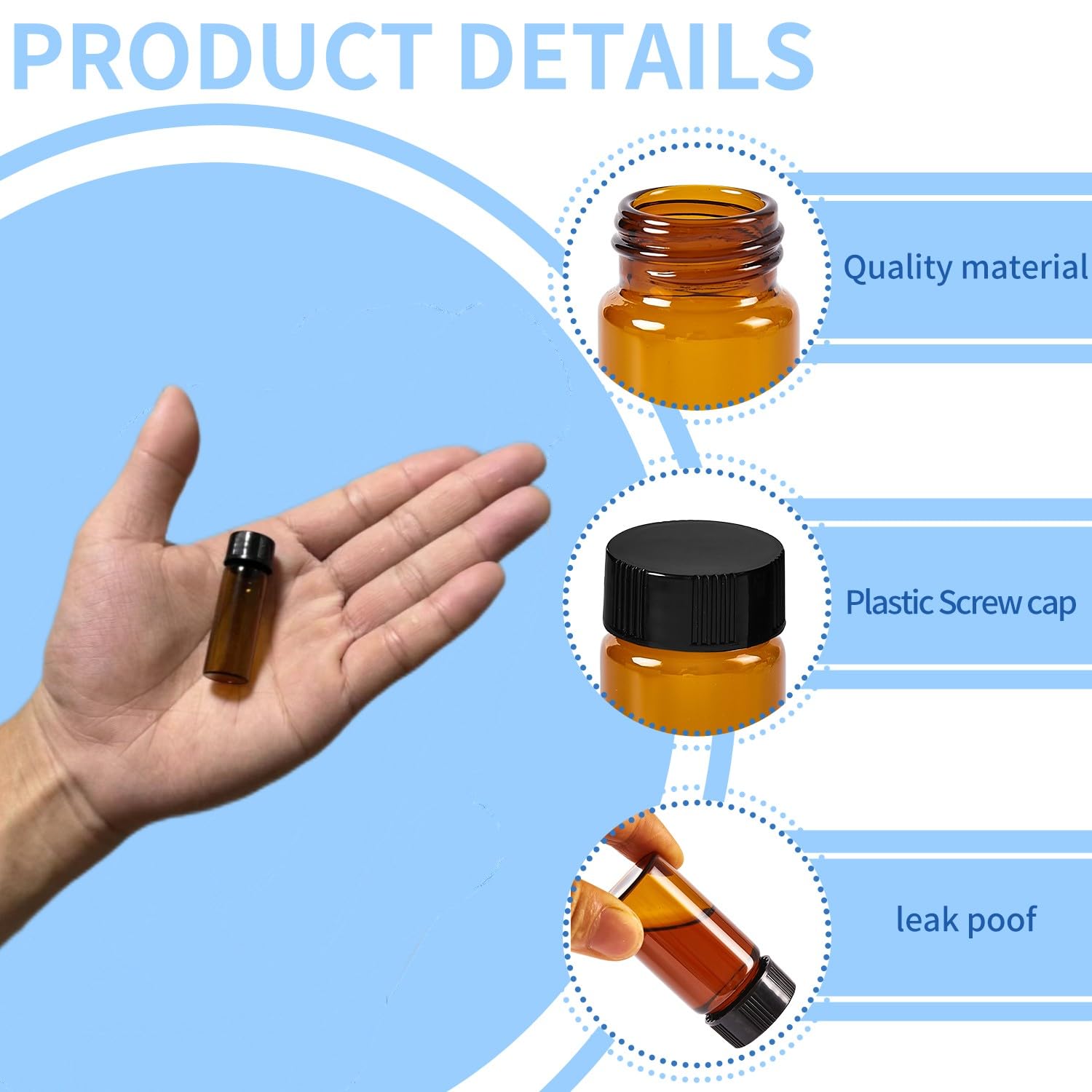 QOAEZK 15 PCS 4ML Amber Small Liquid Sample Glass Vials with Screw Caps,1Dram 15x45mm Leak-Proof Vial, 13-425 Black Screw Cap with PE Liners for Lab, Essential Oil, Perfume, Reagents