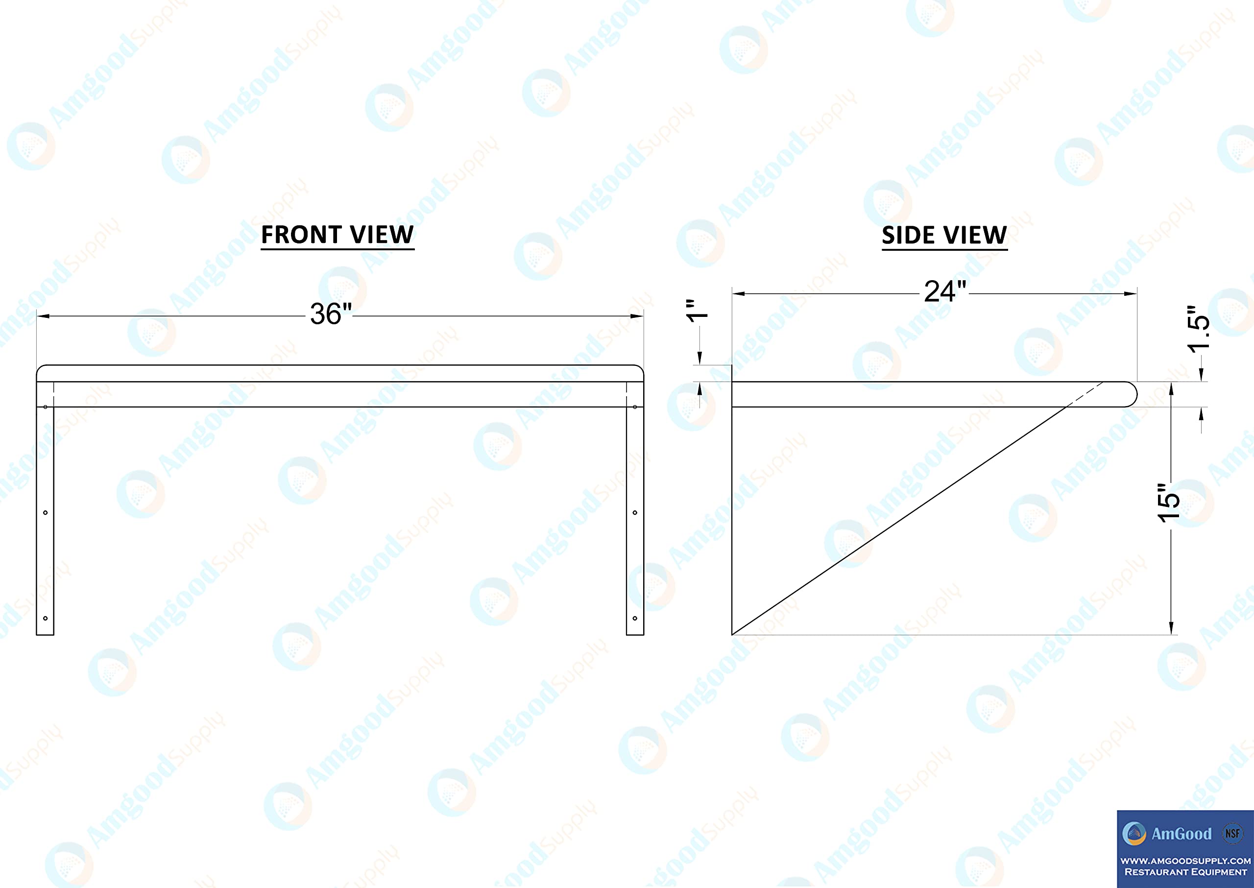 AmGood 24" X 36" Stainless Steel Wall Shelf | NSF | Garage, Laundry, Storage, Utility Room | Restaurant, Commercial Kitchen