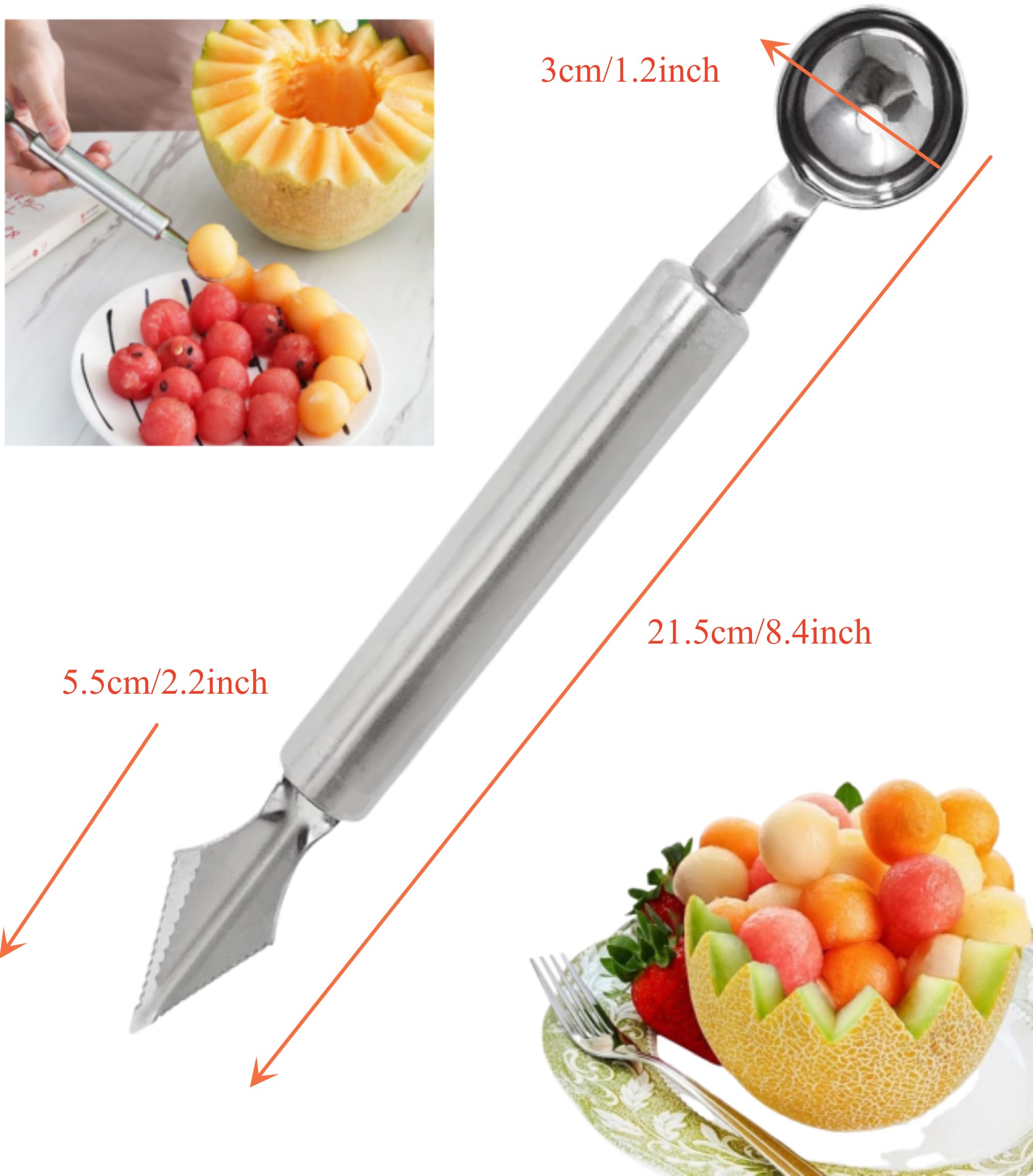 Generic 3-in-1 Watermelon Fork Slicer Cutter, 104Pcs Watermelon Forks Cutter Slicer Tool Kit, Stainless Steel Watermelon Melon Baller Scoop Popsicle Cutter Tool Knife Fruit Forks for Camping Kitchen