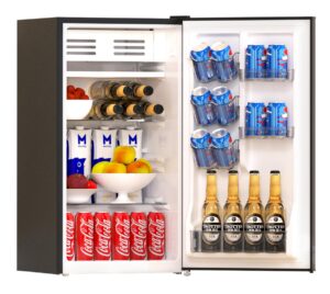 frestec 3.2 cu. ft. mini fridge with freezer, small refrigerator, mini fridge for bedroom, single door, energy saving, low noise, mini fridge for office (black)