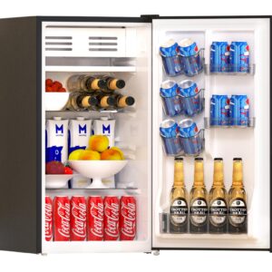 Frestec 3.2 Cu. Ft. Mini Fridge with Freezer, Small Refrigerator, Mini Fridge for Bedroom, Single Door, Energy Saving, Low Noise, Mini Fridge for Office (black)