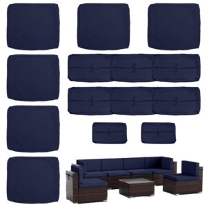 twjmv outdoor cushion slipcovers set 14 outdoor patio cushion covers replacement washable splash proof with zipper for outdoor furniture, patio sofa couch 3 sizes, covers only (navy blue)