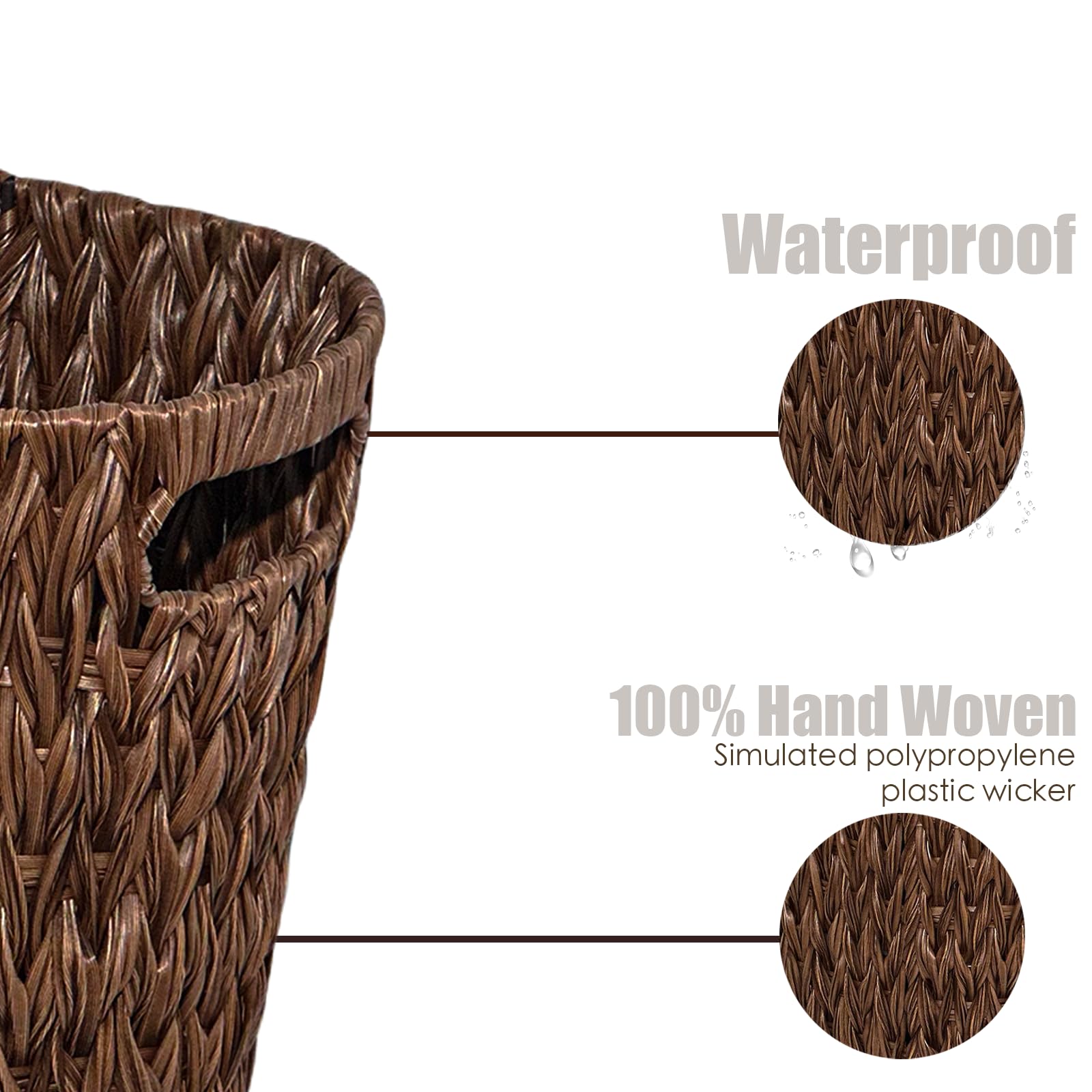 PINXIURY Wicker Trash Can,Watse Basket, Woven Bathroom Trash Can with Handles, Waste Paper Basket, Trash Cans for Bedroom,Decorative Boho Trash Can, 19 Liters/5 Gallons