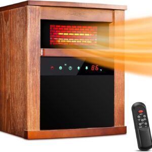 TRUSTECH Infrared Heater,1500W Electric Space Heater with Remote Control 3 Mode, 12H Timer, Overheat & Tip-Over Protection, Chil Lock, Quiet Portable Heaters for Indoor Use Large Room, Bedroom, Office