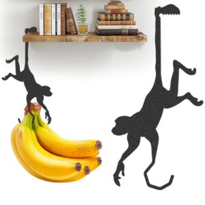 XANADU Cartoon Banana Hanger Banana Holder Hook Under Cabinet | Headphone Hook for Wall and Shelf | Decorative Monkey Hooks for Kids Room