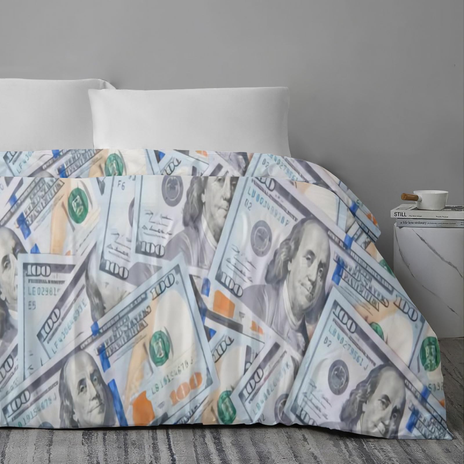 XIAOHUOZI Bedding Sheet Bed Sets - New One Hundred Dollar Bill Soft 3-Pieces Duvet Cover Set 1 Duvet Cover with 2 Pillow Shams Queen(90"×90")