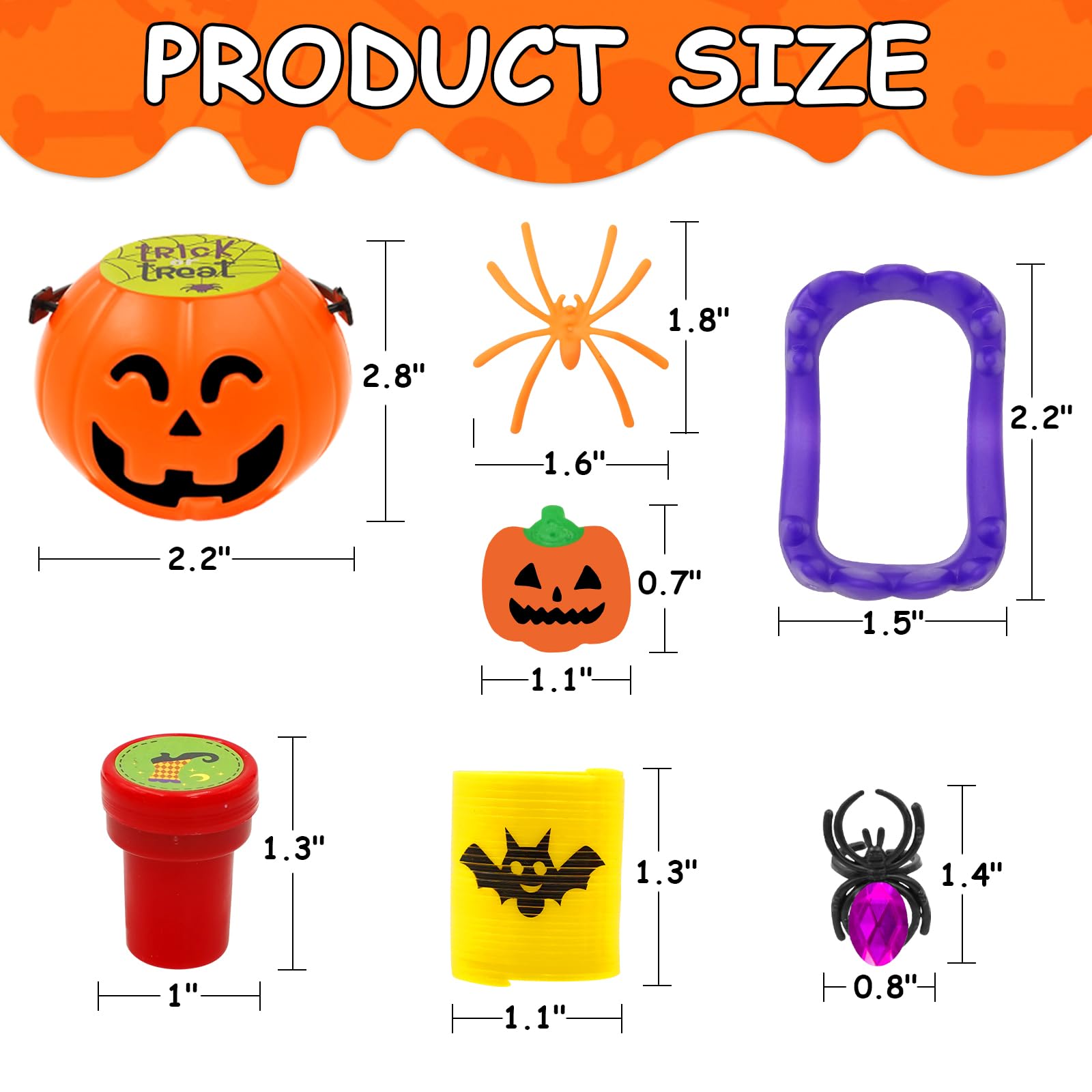 192 PCS Halloween Party Favors For Kids, 24 Pack Prefilled Halloween Pumpkins With Toys Halloween Toys Bulk for Halloween Party School Classroom Prizes Rewards Trick or Treats Gifts