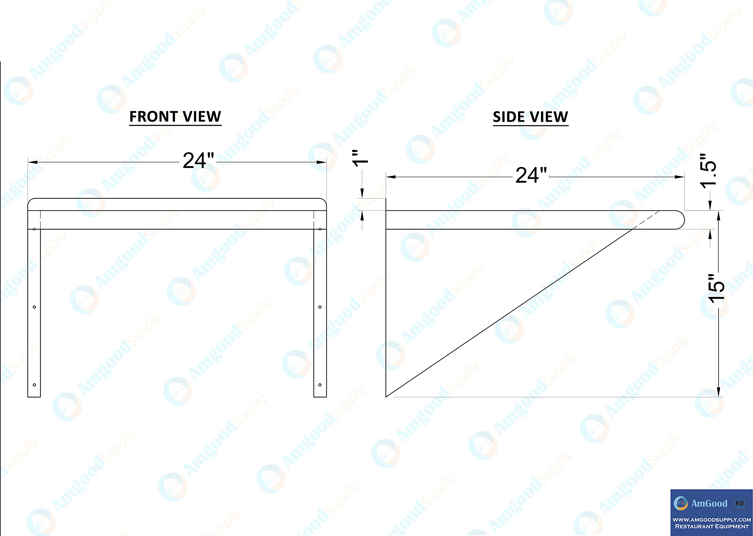 AmGood 24" X 24" Stainless Steel Wall Shelf | NSF | Garage, Laundry, Storage, Utility Room | Restaurant, Commercial Kitchen