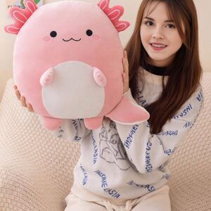 16 Inch Plush Axolotl Stuffed Animal Axolotl Hugging Pillow Pink Axolotl Plushies Throw Pillow Axolotl Anime Gift for Kids and Lovers in Birthday,Valentine's Day,Christmas...