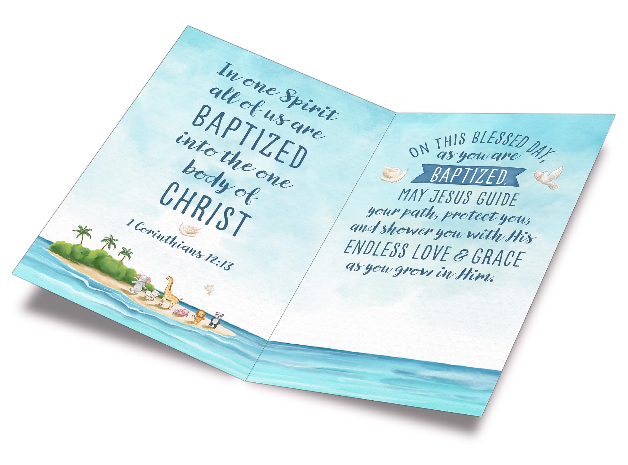 Prime Greetings Baptism Card, Made in America, Eco-Friendly, Thick Card Stock with Premium Envelope 5in x 7.75in, Packaged in Protective Mailer