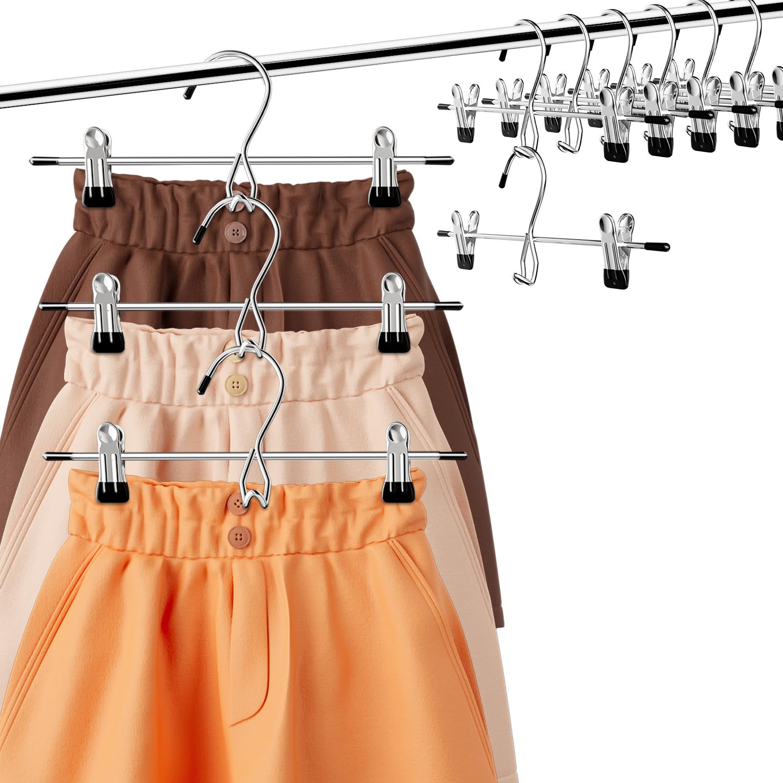 Lumigens Skirt & Pants Hangers with Clips,Stackable Space Saving Hangers,Hanging Closet Organizer and Storage,8PCS