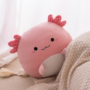 16 Inch Plush Axolotl Stuffed Animal Axolotl Hugging Pillow Pink Axolotl Plushies Throw Pillow Axolotl Anime Gift for Kids and Lovers in Birthday,Valentine's Day,Christmas...