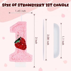 1st Strawberry Birthday Candle Pink Number 1 Candle with Red Strawberry Cute Berry First Birthday Decor for Cake Topper Party Supplies 1st Birthday Strawberry Theme Party, Anniversary