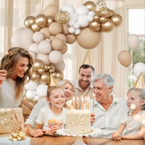 147pcs Neutral Balloon Garland Arch Kit, Different Sizes with Beige Cream Sand White Metallic Champagne Gold Balloons for Wedding Bridal Shower Birthday Boho Neutral Baby Shower Party Decorations