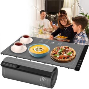 electric warming tray dark gray color - nano silicone food warm mat with 6 temperature setting & full surface heating