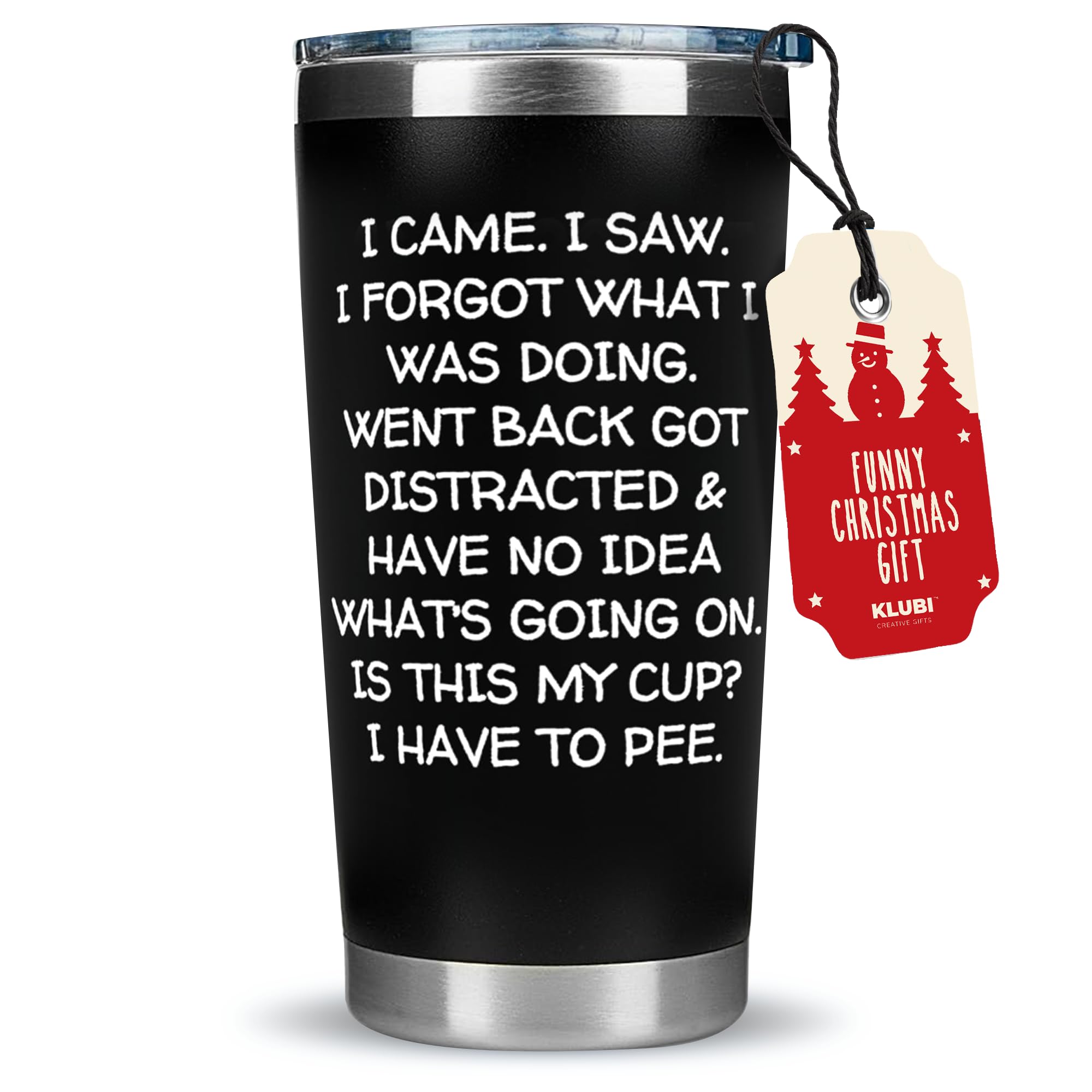 KLUBI Birthday Gifts for Women - I Came I Saw I Forgot Tumbler 20oz Black Birthday Gifts for Men Grandpa Gifts for Him Drinking Cups for Elderly Senior Citizen Tumbler I Came I Saw I Forgot Coffee Mug