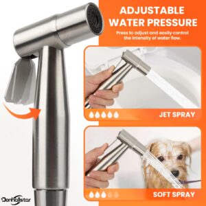 Handheld Muslim Bidet Sprayer for Toilet,Premium Stainless Steel Muslim Shower Toilet Sprayer Set for Toilet Bathroom Wall or Toilet Mount for Feminine Wash