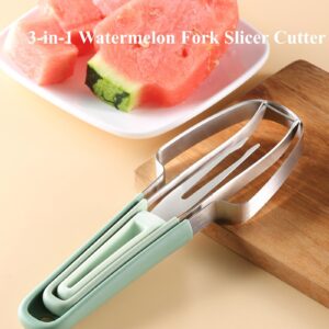 Generic 3-in-1 Watermelon Fork Slicer Cutter, 104Pcs Watermelon Forks Cutter Slicer Tool Kit, Stainless Steel Watermelon Melon Baller Scoop Popsicle Cutter Tool Knife Fruit Forks for Camping Kitchen