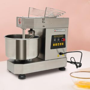 SBPKMARSCT Commercial Food Mixer, 750W 110V 12Qt Dual Rotating Dough Kneading Machine with Food-grade Stainless Steel Bowl Dough Mixer for Bread Pizza Making Cream Eggs Whipping (12QT), Silver