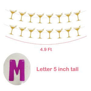 Adachffy Golden Martini Cup Banner Garland for Bachelorette Party Decorations, Bridal Shower, Martini Birthday Party,Cocktail Parties Decor