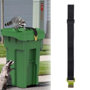 avizcve trash can locks for animals, bear proof trash can lock, garbage can lid lock for raccoons, strong outdoor trash bin bungee cord strap, adjustable garbage can security strap-black