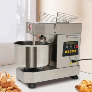 SBPKMARSCT Commercial Food Mixer, 750W 110V 12Qt Dual Rotating Dough Kneading Machine with Food-grade Stainless Steel Bowl Dough Mixer for Bread Pizza Making Cream Eggs Whipping (12QT), Silver