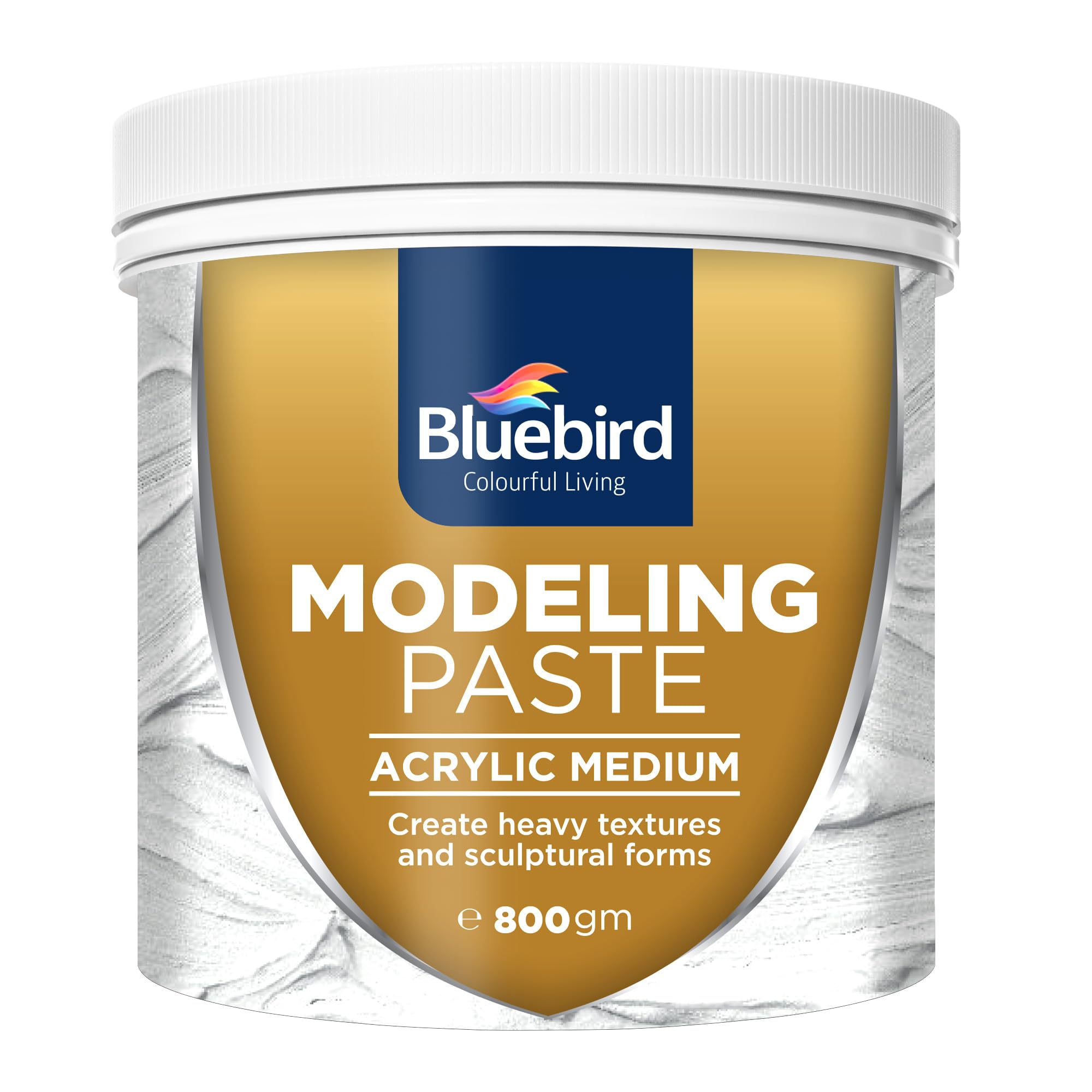 Bluebird Professional Thick Modeling Paste 571ML / 28.2Oz - High Density, Acrylic Medium - for Texture and Thickness, Dimension Additive (White, 28.2 Oz / 800GM)