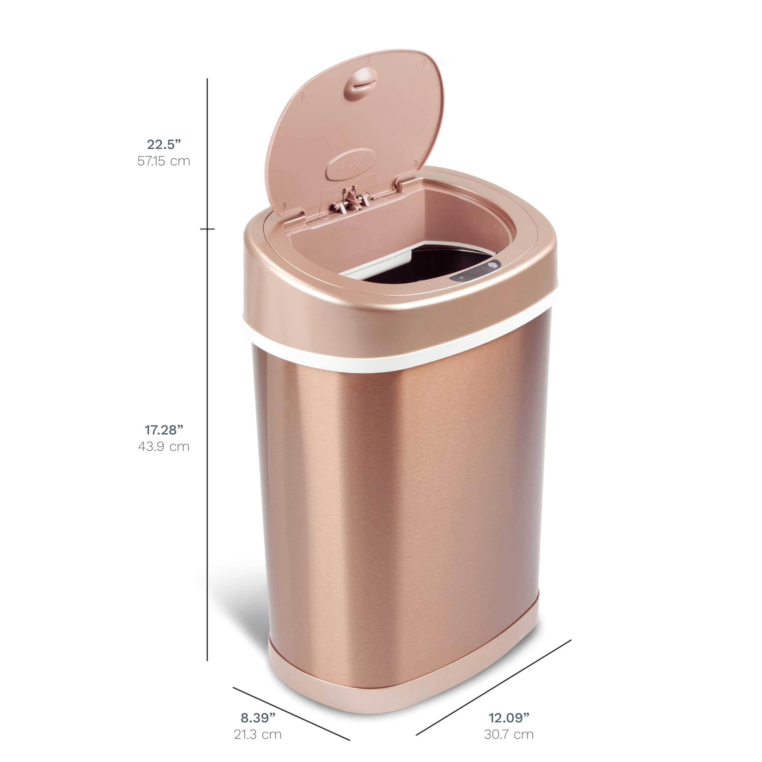 Ninestars Automatic Motion Sensor Trash Can, 4 Gallon, Waterproof, Smart Adsorption, for Bathroom, Bedroom, Kitchen, Office (Gold)