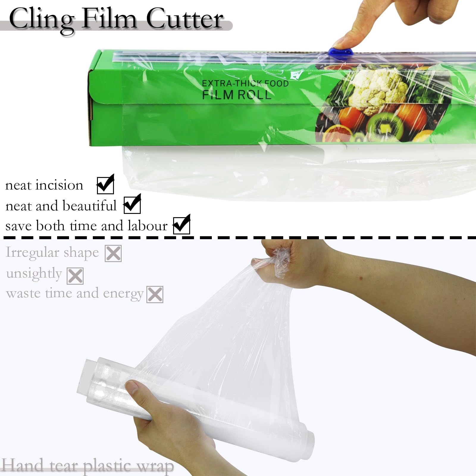 10PCS Plastic Wrap Sliding Cutters 16.9 Inch, Plastic Wrap Slide Cutter with Adhesive Strip, Cling Film Rolls Cutting Device Food Wrap Dispenser for Plastic Wrap, Parchment Paper, Aluminum Foil