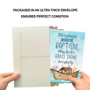 Prime Greetings Baptism Card, Made in America, Eco-Friendly, Thick Card Stock with Premium Envelope 5in x 7.75in, Packaged in Protective Mailer