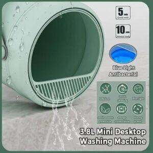 Mini Automatic Washing Machine Portable Socks and Underwear Washing Machine, 3.8LPortable Mini Washing Machine, Travel Washing Machine for Underwear, Socks (Green)