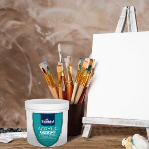 Bluebird Heavy Gesso Primer for Acrylic Painting, White, 513ML / 28.2Oz Full Tub, Gesso Surface Prep Medium For Acrylic Paint and Oil Paint