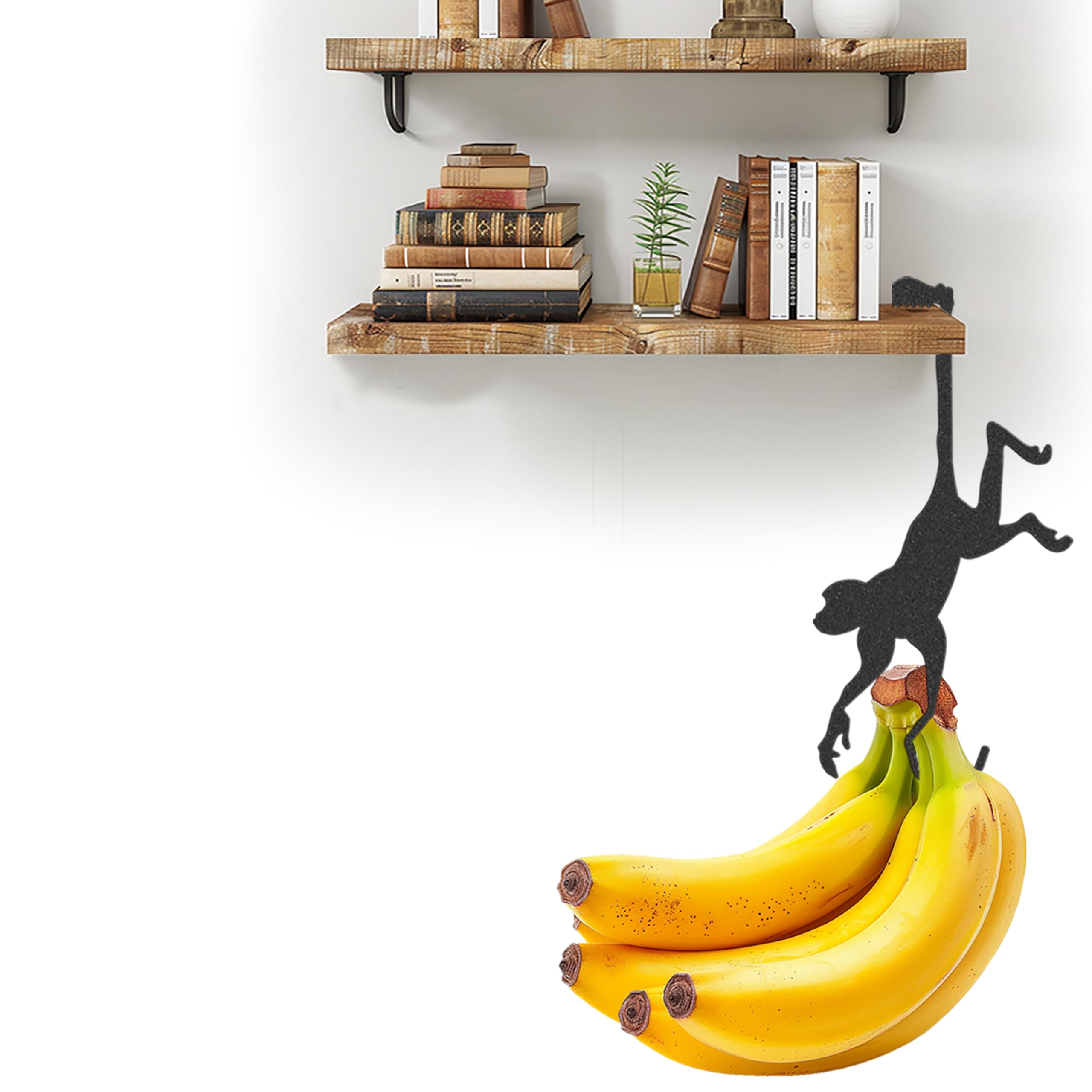 XANADU Cartoon Banana Hanger Banana Holder Hook Under Cabinet | Headphone Hook for Wall and Shelf | Decorative Monkey Hooks for Kids Room