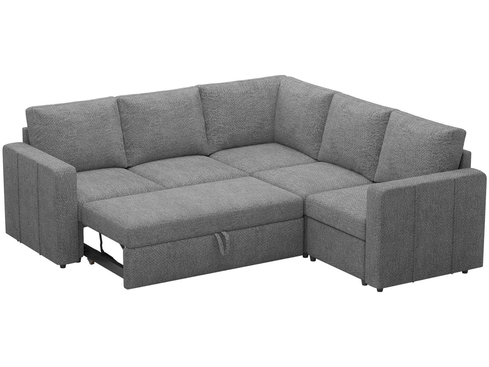 Belffin L Shape Modular Sectional Sleeper Sofa with Pull Out Bed Corner Sleeper Sofa Sectional Couch Convertible Sofa Grey