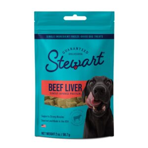 stewart freeze dried dog treats, beef liver, 2 oz, grain free & gluten free, resealable pouch, single ingredient, training treat