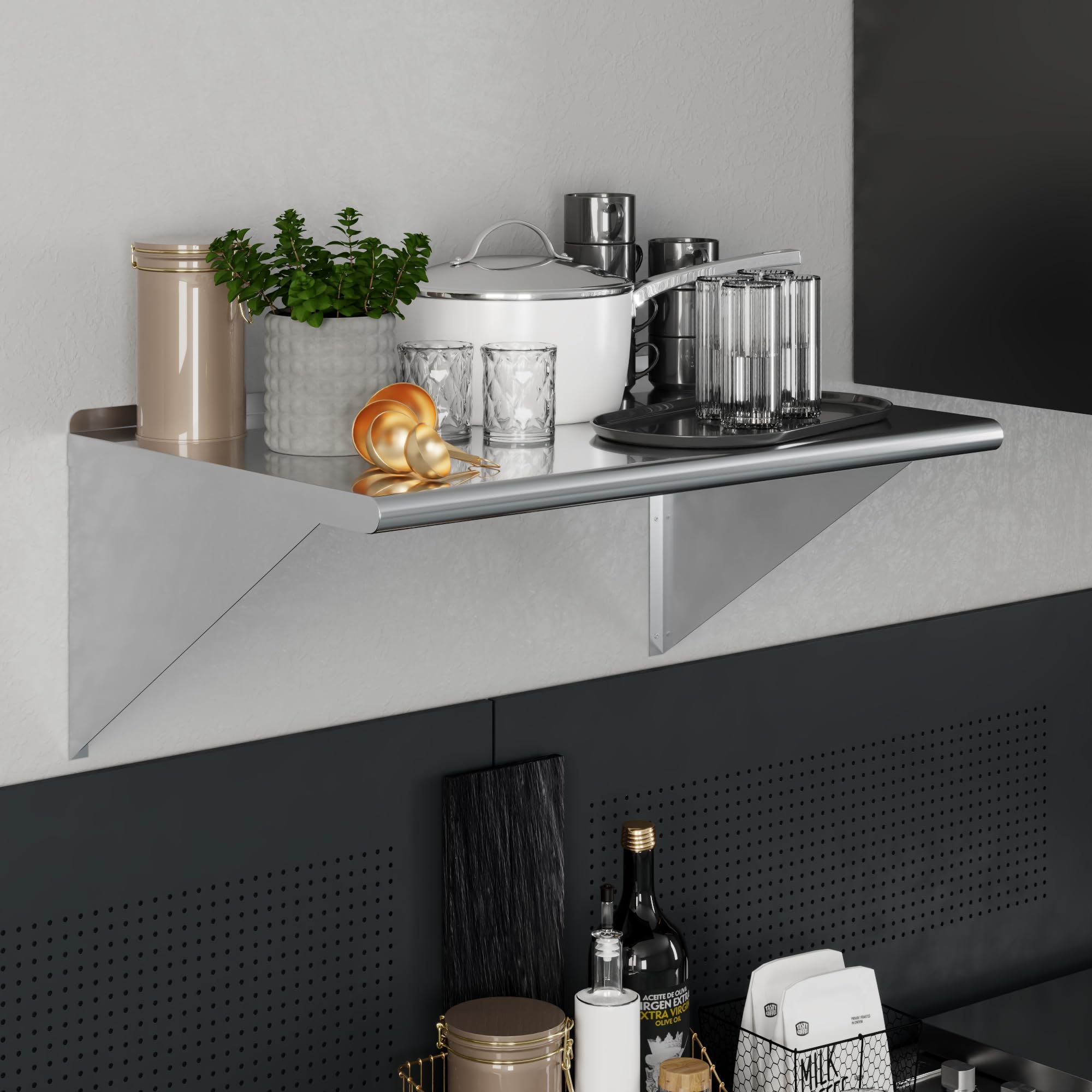 AmGood 24" X 36" Stainless Steel Wall Shelf | NSF | Garage, Laundry, Storage, Utility Room | Restaurant, Commercial Kitchen