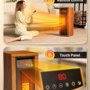 Air Choice Infrared Heater, 1500W Space Heater for Indoor Use with Thermostat, Remote, 3 Modes, 12H Timer, Fast Heating, Tip-over & Overheat Protection, Child Lock, Tower Heater for Bedroom, Office