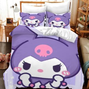 EIANLAI 3D Digital Printing Cute Bunny Cartoon Theme Duvet Cover Microfiber Duvet Cover with Hidden Zipper for Kids, Boys and Girls Bedding (1 Duvet Cover and 2 Pillowcases)-Twin