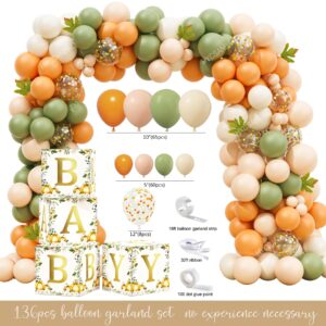 Little Pumpkin Baby Shower Decorations Party Supplies for Boy or Girl, Rustic Fall Autumn Baby Shower Decor, A Little Pumpkin is on The Way Backdrop Balloon Arch Baby Box Mom to Be Sash Dad to Be Pin