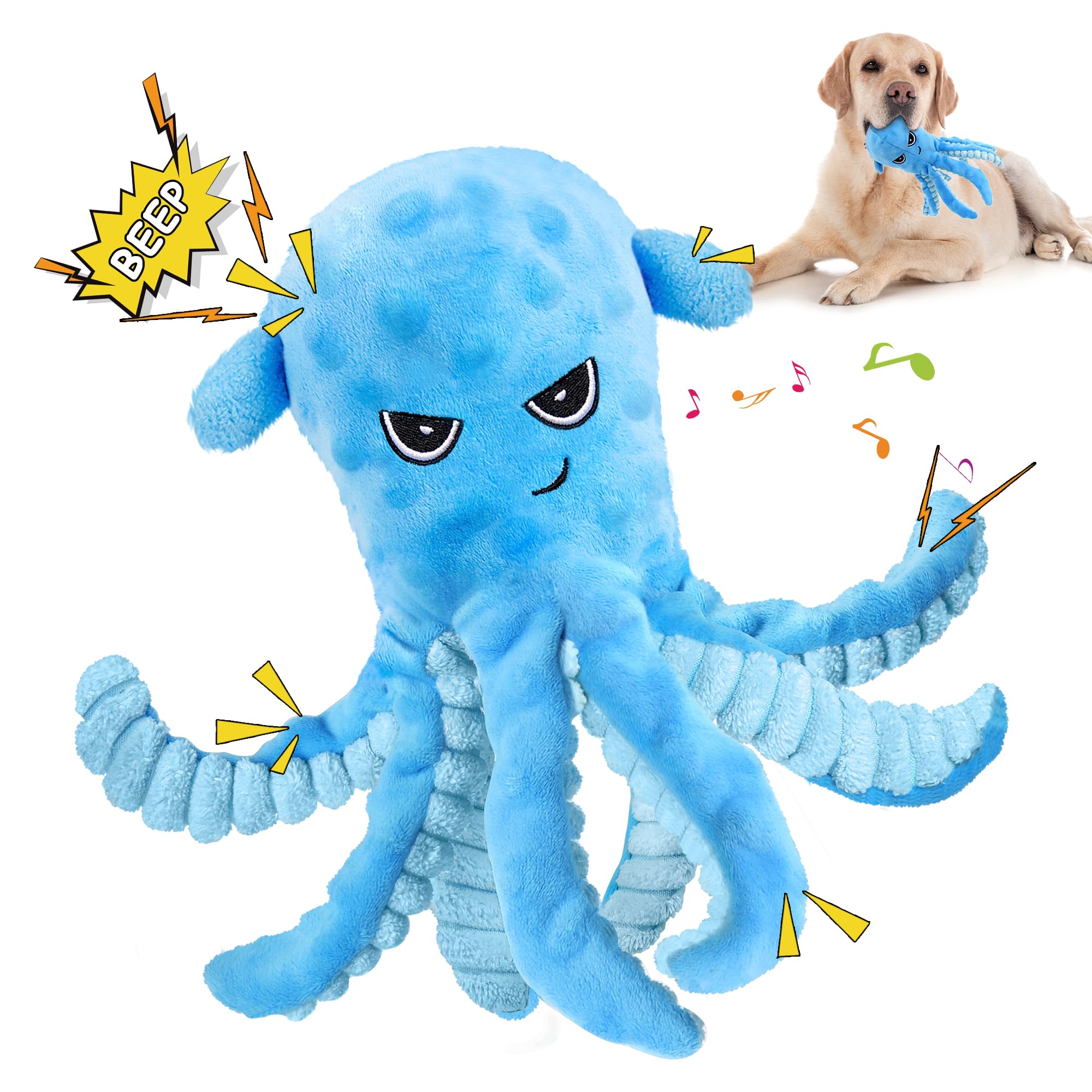 BitPeUG Squeaky Dog Toys Large Dog Toys Big Dog Toys with Crinkle Paper, Interactive Playing Tug-of-War Dog Toys, Dumbo Octopus Stuffed Durable Chew Toys, Dog Toys for Large Dogs for Teething